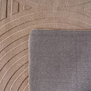 Beiger Kurzflorteppich Pompei mit 3D-Relief und skandinavischem Design, 80x250 cm.