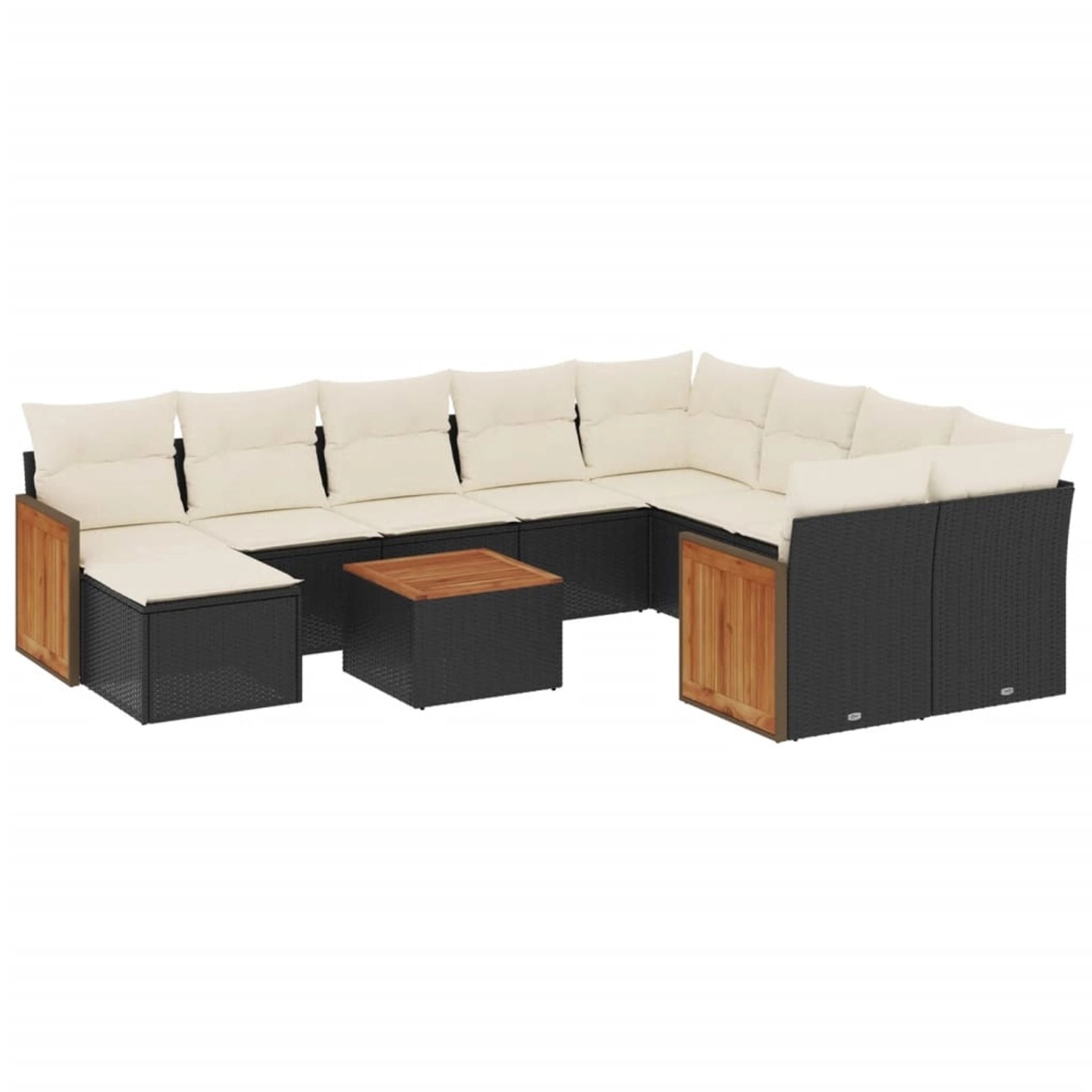 vidaXL 11-Tlg Garten-Sofagarnitur mit Kissen Schwarz Poly Rattan 3228240 günstig online kaufen