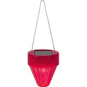 Pinke LED Solar Laterne Mini mit Aufhängung für Garten und Balkon.