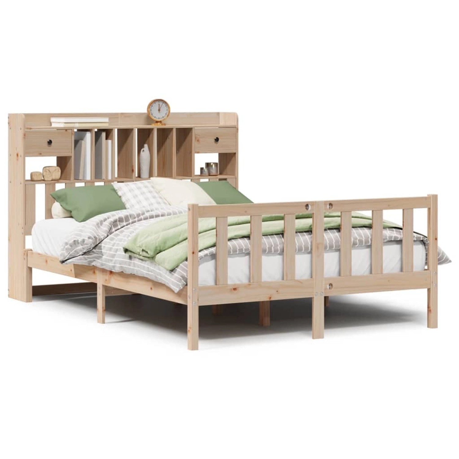 vidaXL Massivholzbett mit Regal ohne Matratze 150x200 cm Kiefernholz 332174 günstig online kaufen