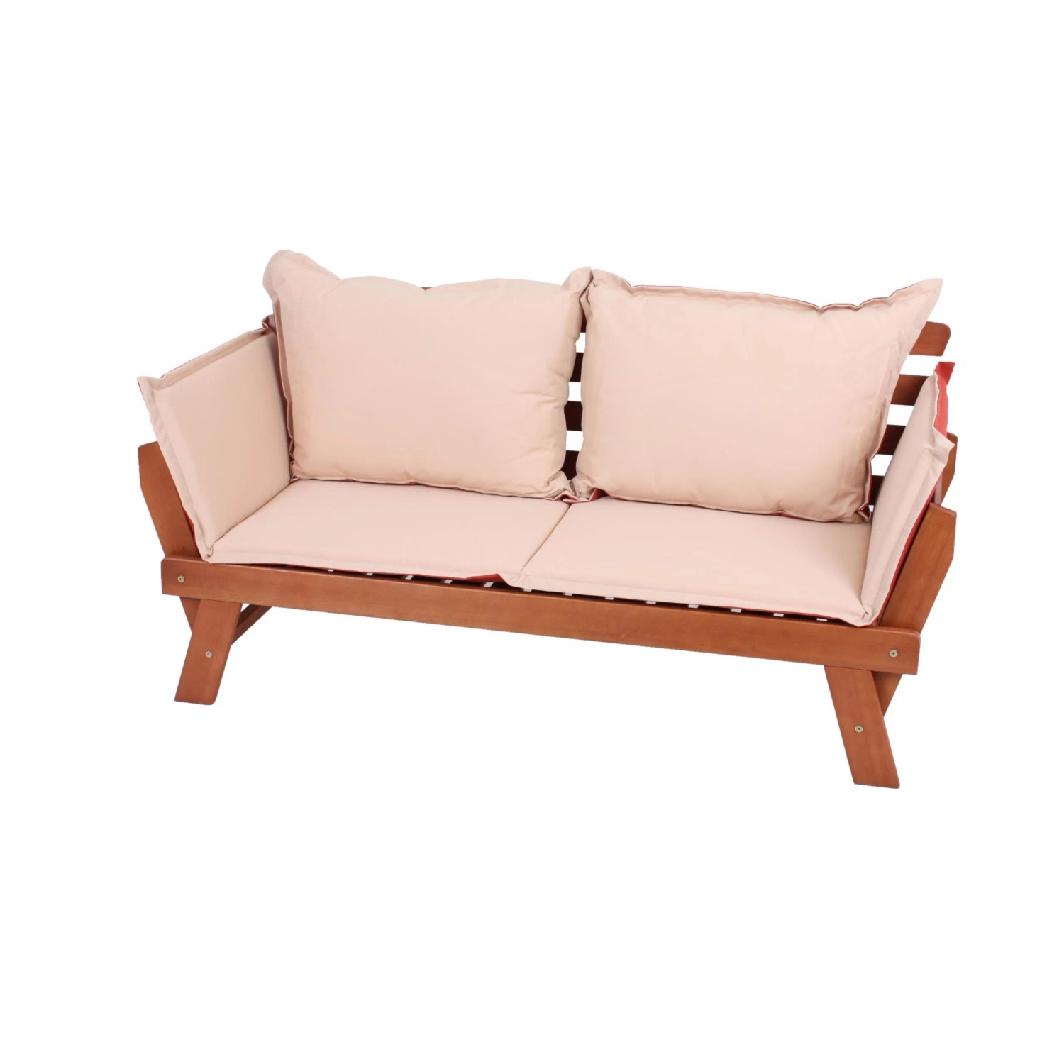 DELUKE Gartenbank ODENSE Umklappbare Armlehnen 195cm Breit Eukalyptus Natur Terrassenbank Wetterfest Sitzbank Outdoor Ba...