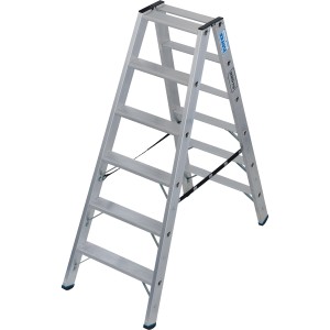 Krause Doppelleiter Stabilo mit 2x6 Stufen, belastbar bis 225 kg, für sicheren Stand.