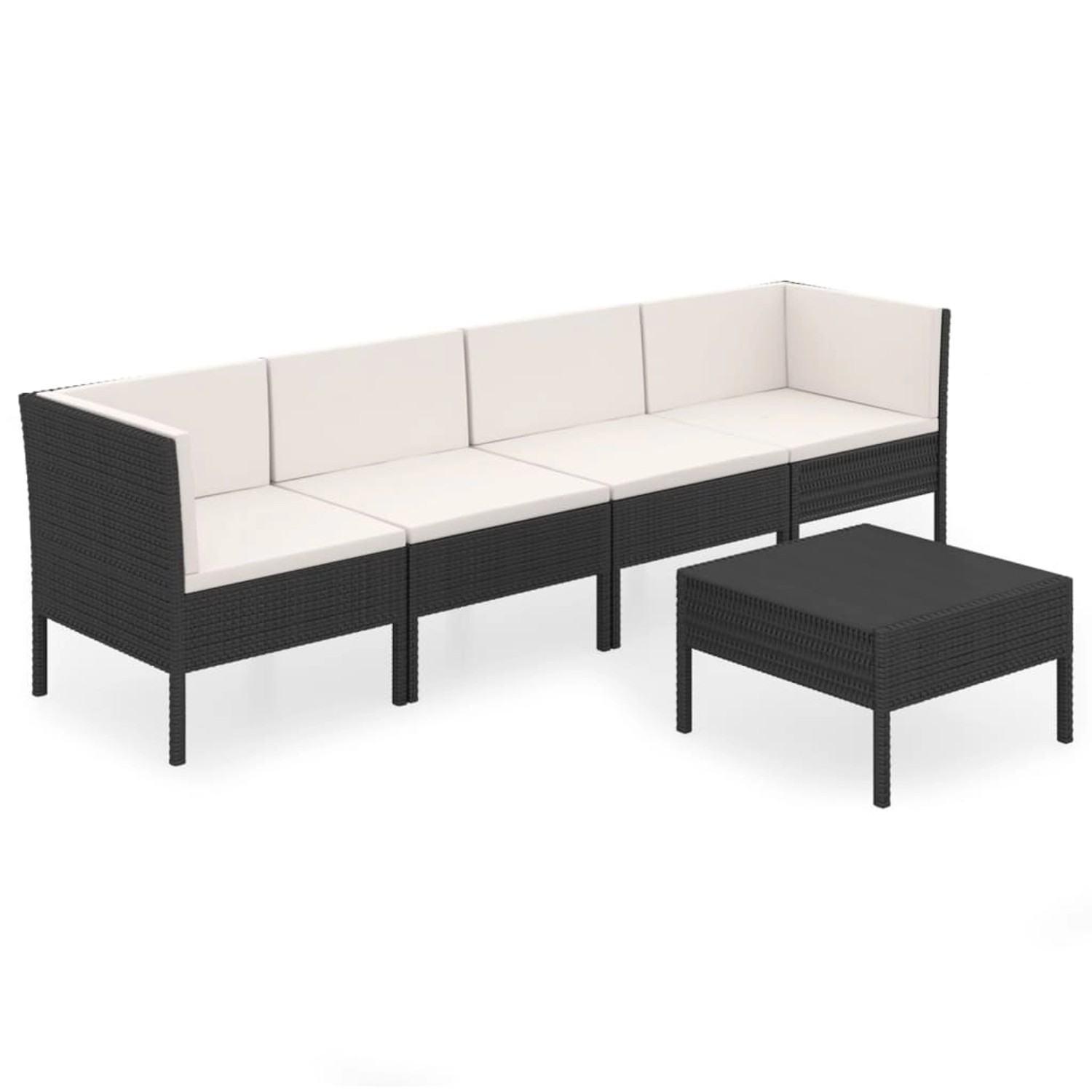 vidaXL 5-tlg Garten-Lounge-Set mit Auflagen Poly Rattan Schwarz Modell 21