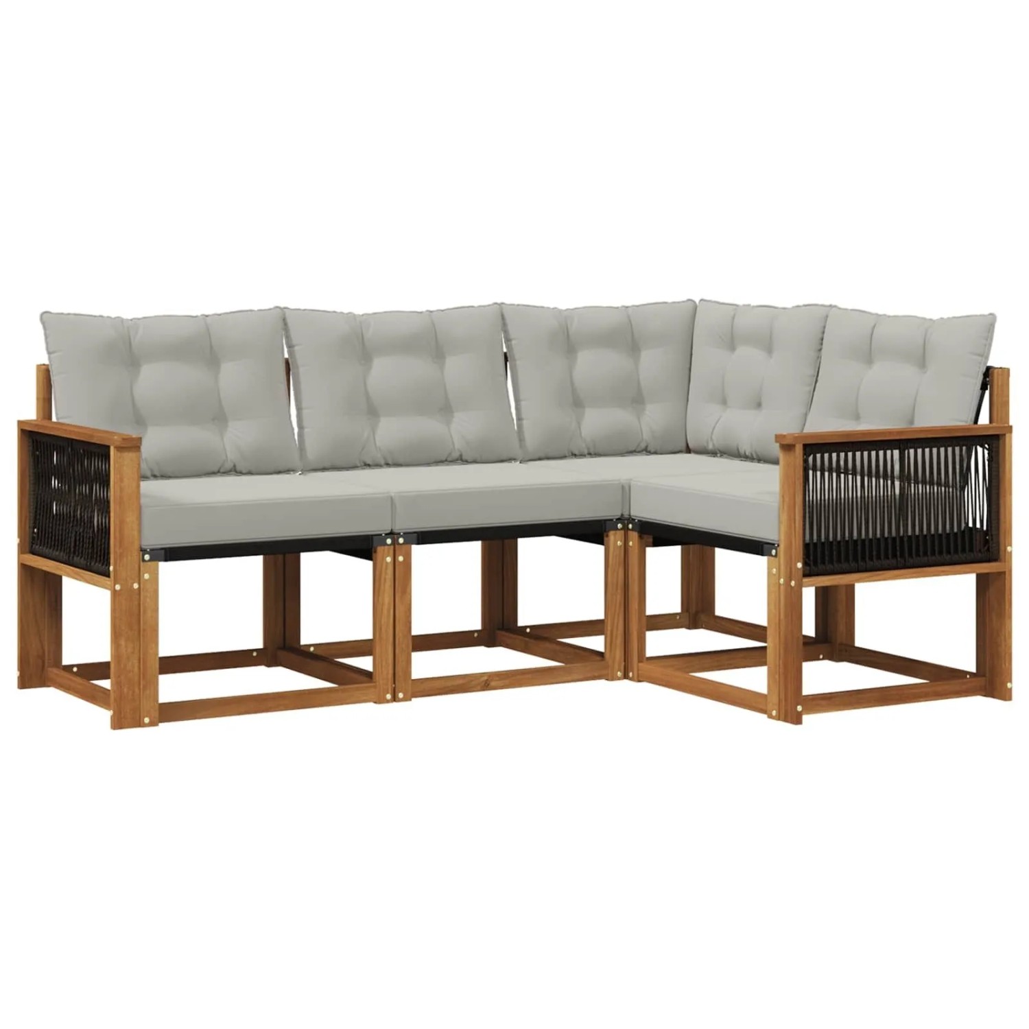 vidaXL Outdoor-Sofagarnitur mit Kissen 4 Stk Natur und Hellgrau 3381919