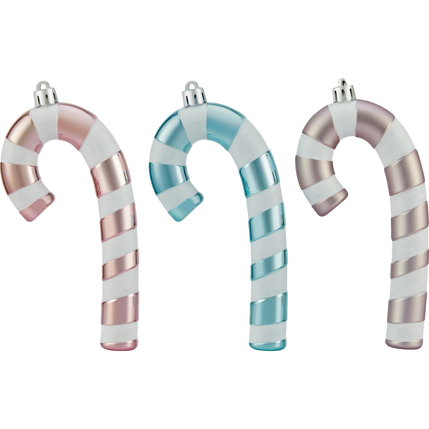 Weihnachts-Deko Zuckerstange Rosa-Eisblau-Silber 6 Stück