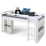 Homestyle4u Hochbett 90x200 in Weiß mit Schreibtisch 1880_3