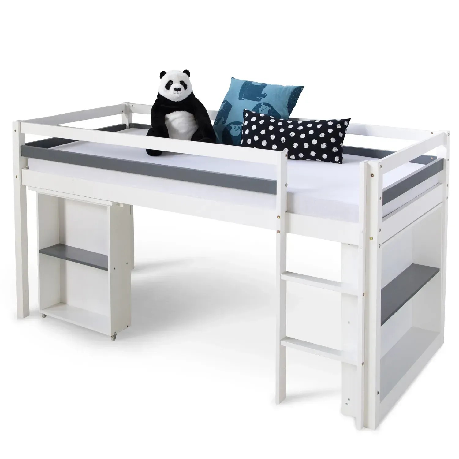 Homestyle4u Hochbett 90x200 in Weiß mit Schreibtisch 1880_3