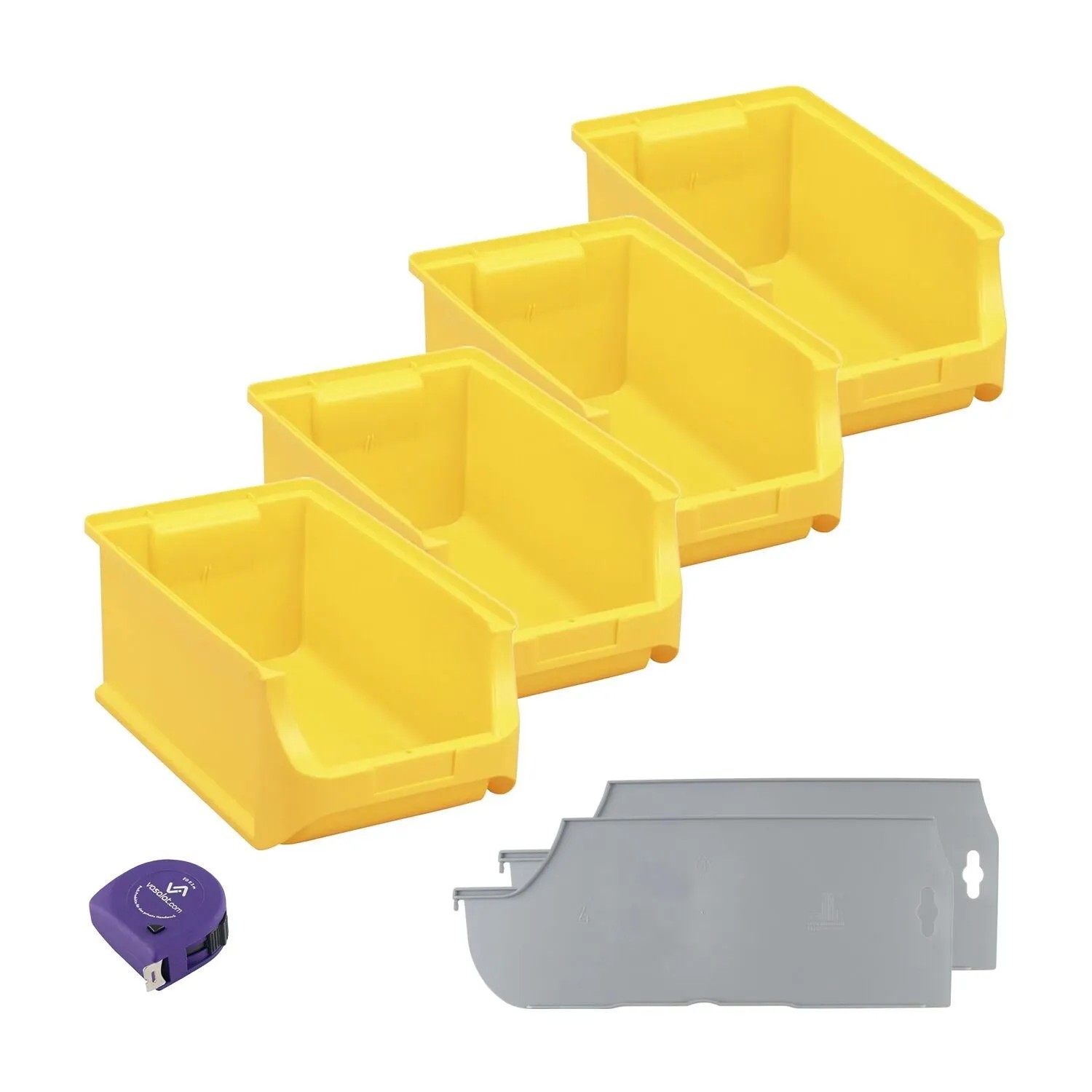 vasalat Set Stapelboxen Größe 4 355x205x150 mm Gelb mit Trennsteg 4 Stück