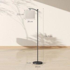 Schwarze HOMCOM Stehlampe mit cremefarbenem Stoffschirm, 159,6 cm hoch.