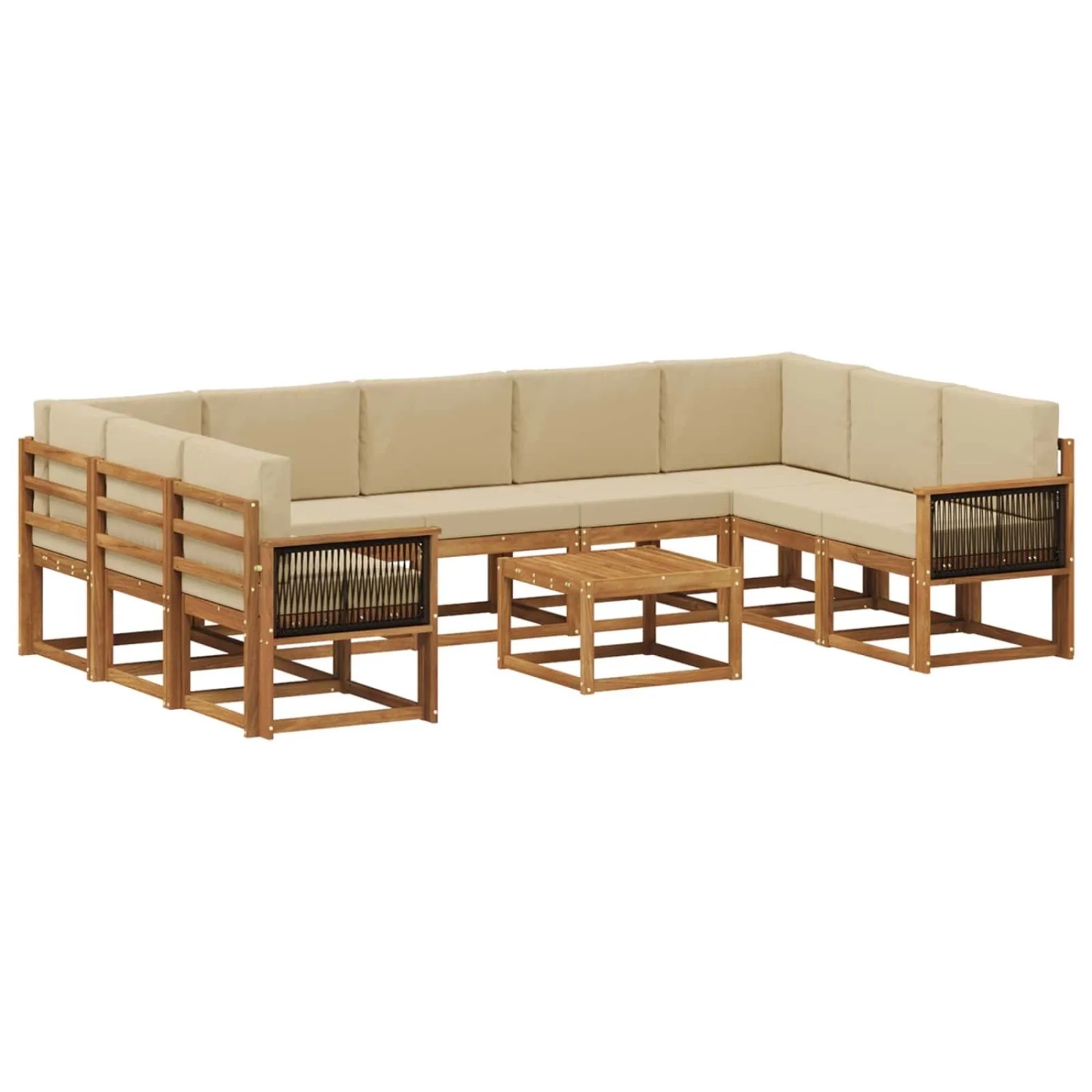vidaXL Outdoor-Sofagarnitur 10 Stk Natur und Beige Massivholz Akazie 3385554
