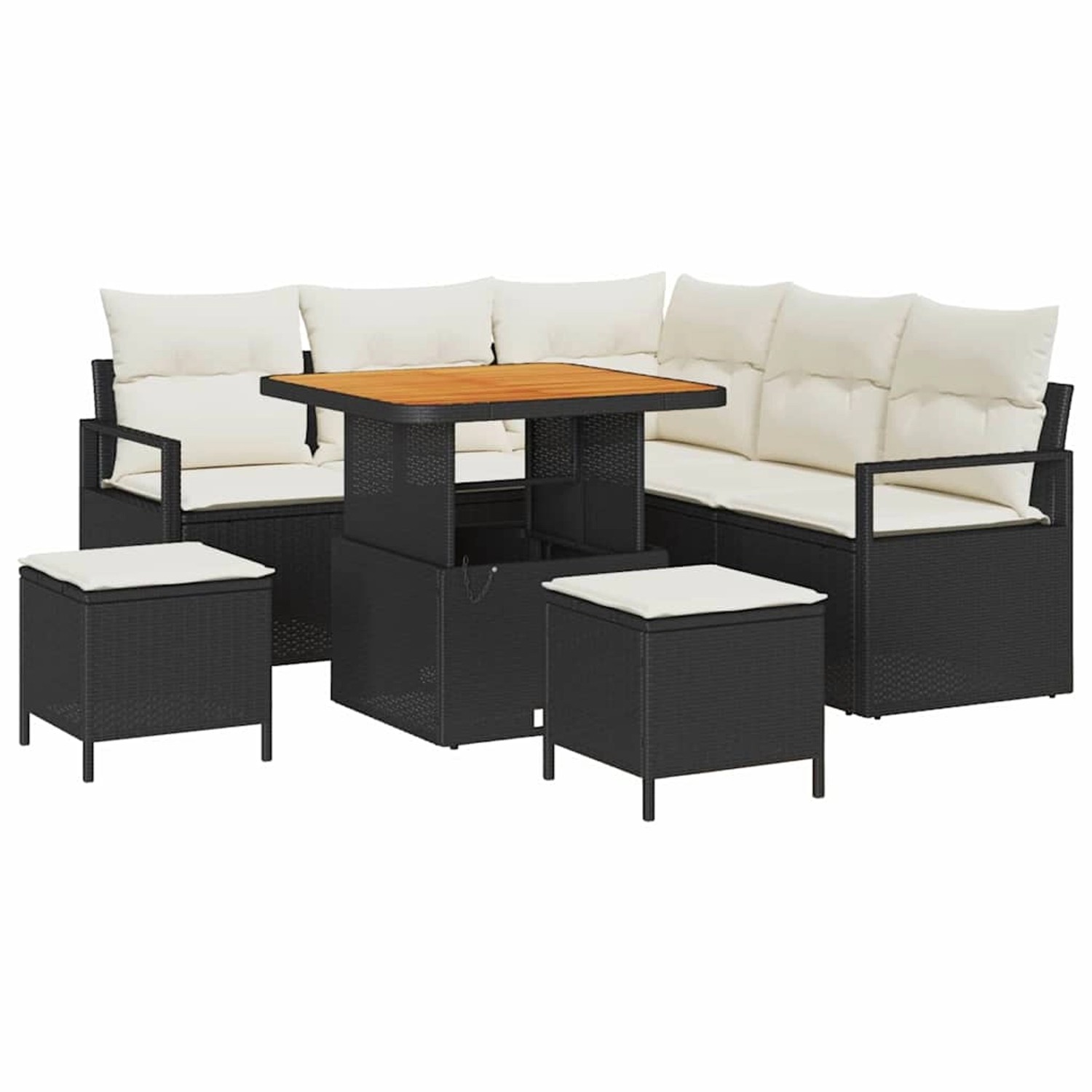vidaXL Garten-Sofa-Set mit Kissen 8-Tlg Schwarz Poly Rattan 3362520 günstig online kaufen