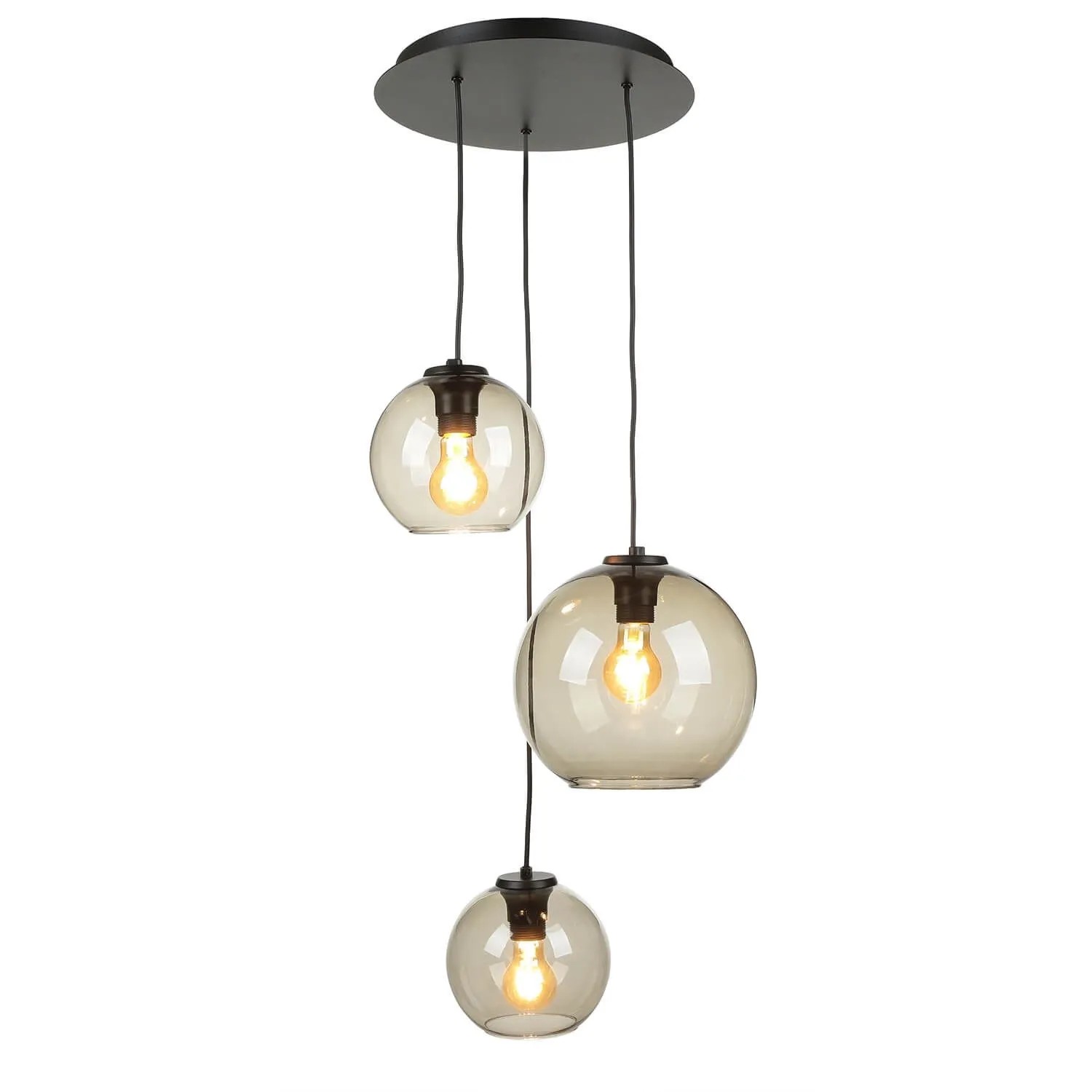 Licht-Erlebnisse Hängeleuchte Glas Metall3-Flammig E27 Ø 40 cm Retro
