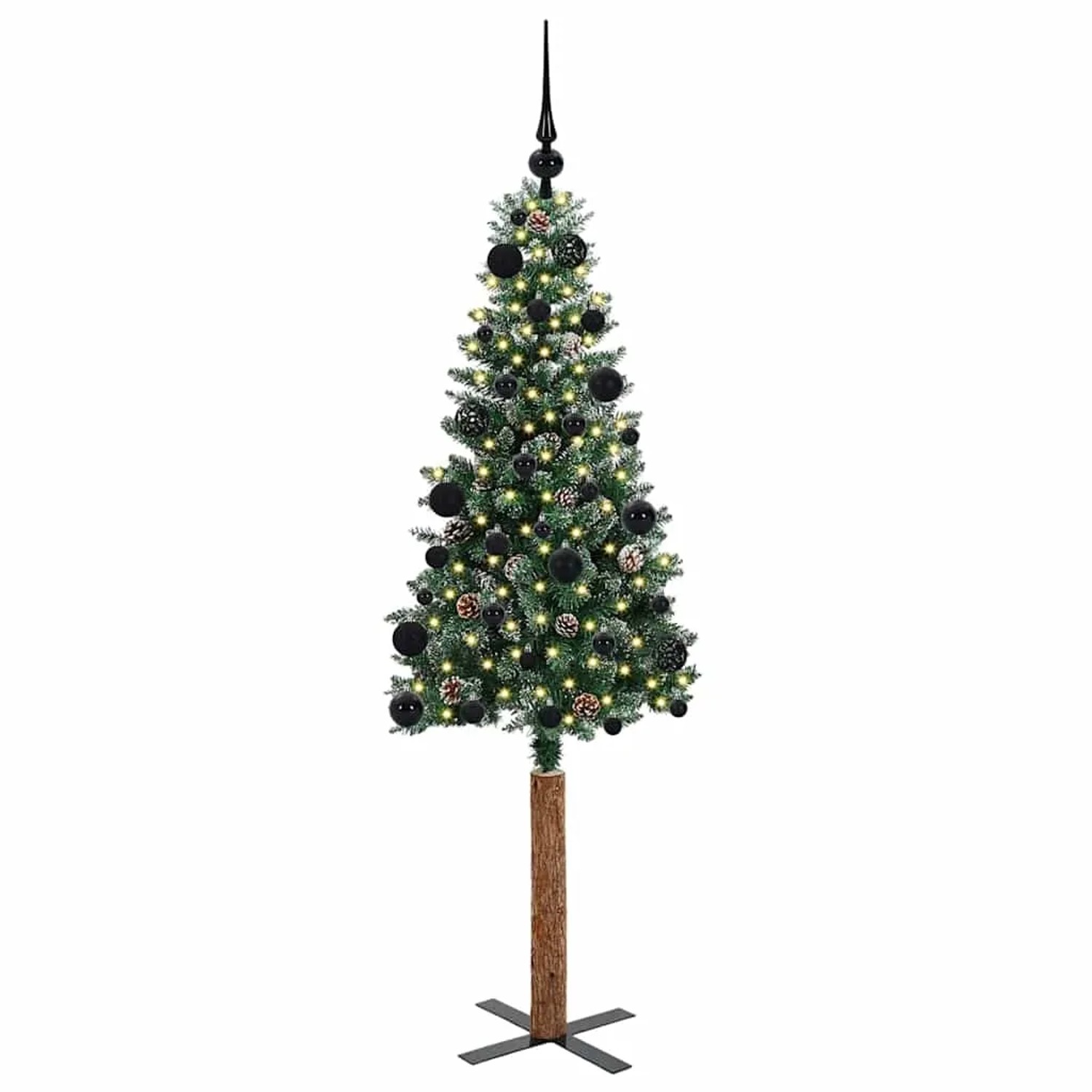 vidaXL Schlanker Weihnachtsbaum mit 150 LEDs Grün und Weiß 150 cm 3394887