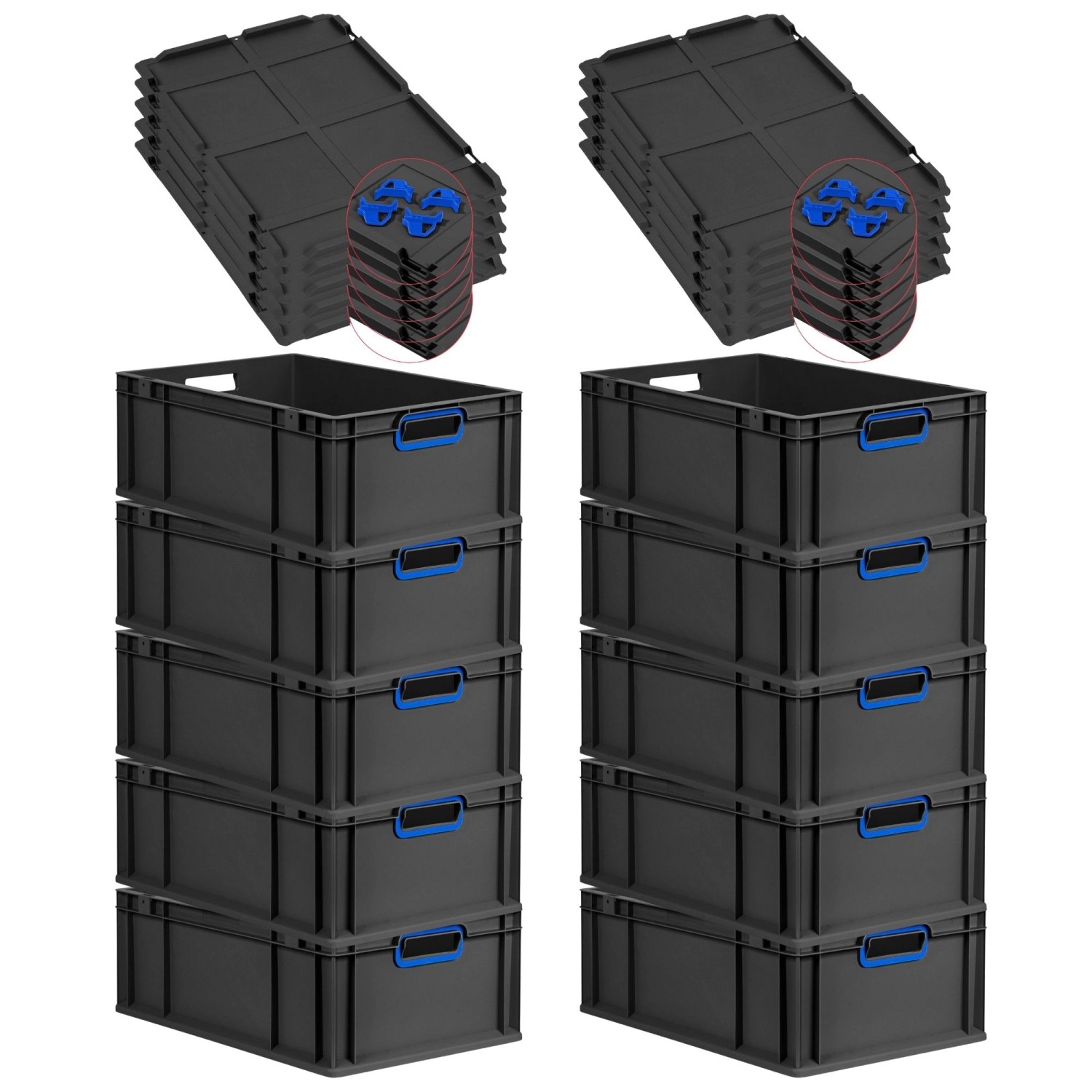 PROREGAL SparSet 10x Eurobox Nextgen Color Mit Auflagedeckel HxBxT 22x40x60 günstig online kaufen