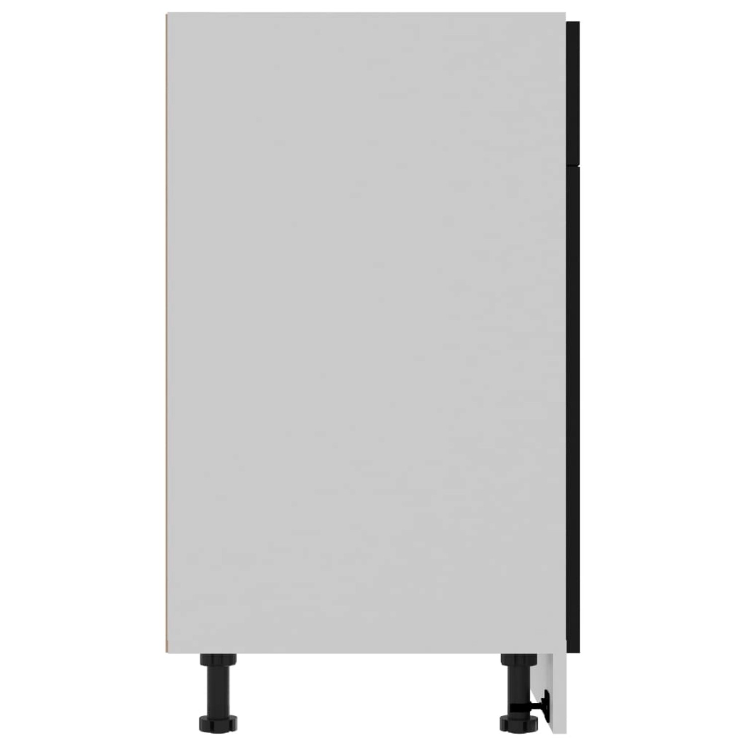 vidaXL Schubunterschrank, schwarz, 80x46x81,5 cm, aus Holzwerkstoff. Küchenunterschrank mit Schublade und Füßen.