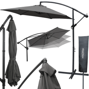 deluxe4home Ampelschirm, 270cm, Anthrazit, mit Ständer und Schutzhülle.