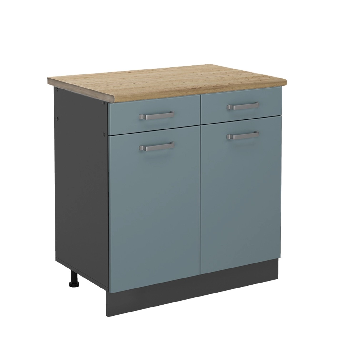 Vicco Küchenunterschrank R-Line Schubladenschrank für die Küche Blau-Grau/Anthrazit 80 cm AP Eiche