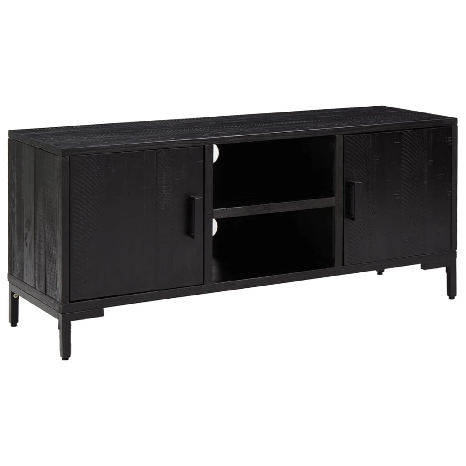 vidaXL TV-Schrank Schwarz 110x35x48 cm Massivholz Kiefer 349918 günstig online kaufen