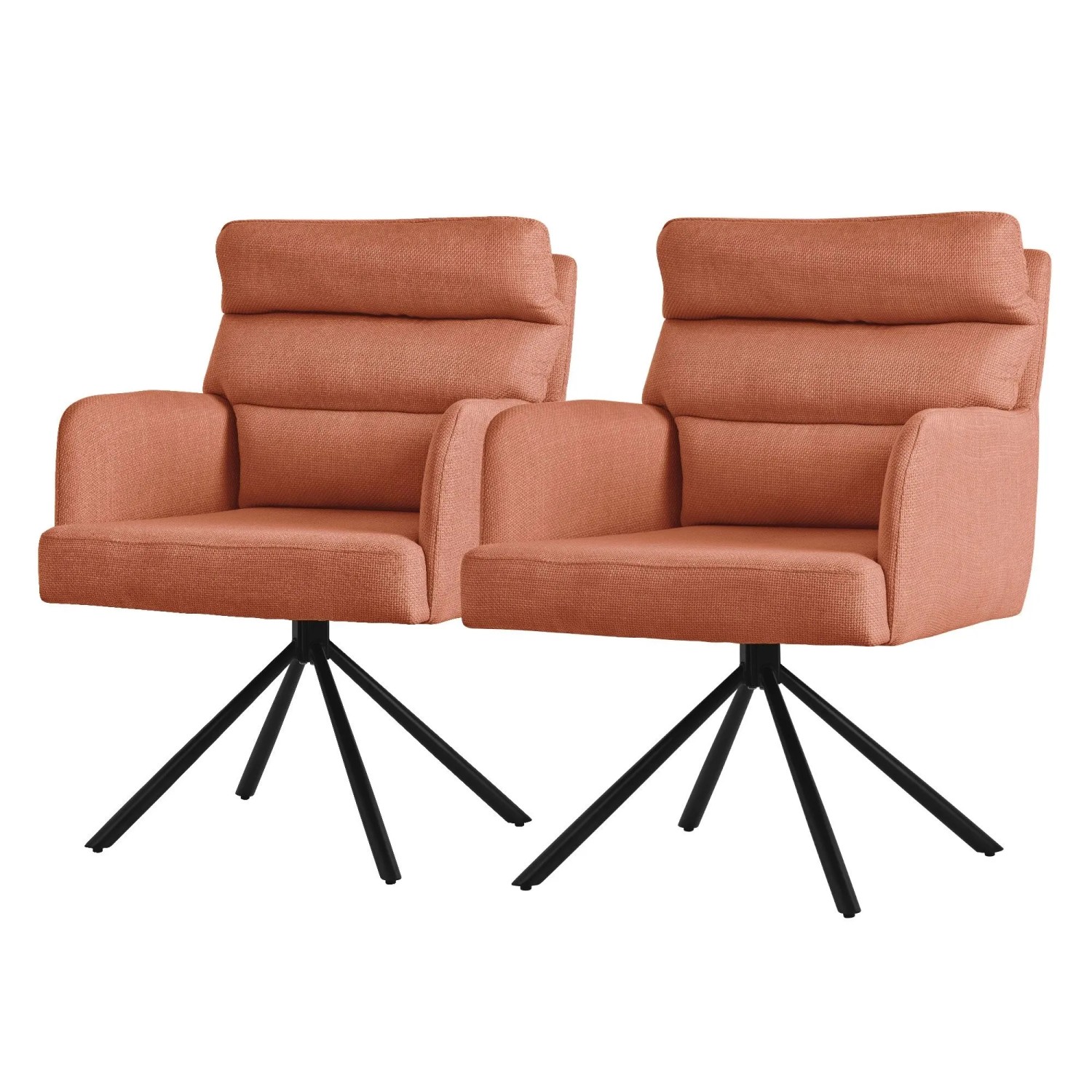 ML-Design Esszimmerstühle drehbar 2er Set Orange Stoffbezug Armlehnen