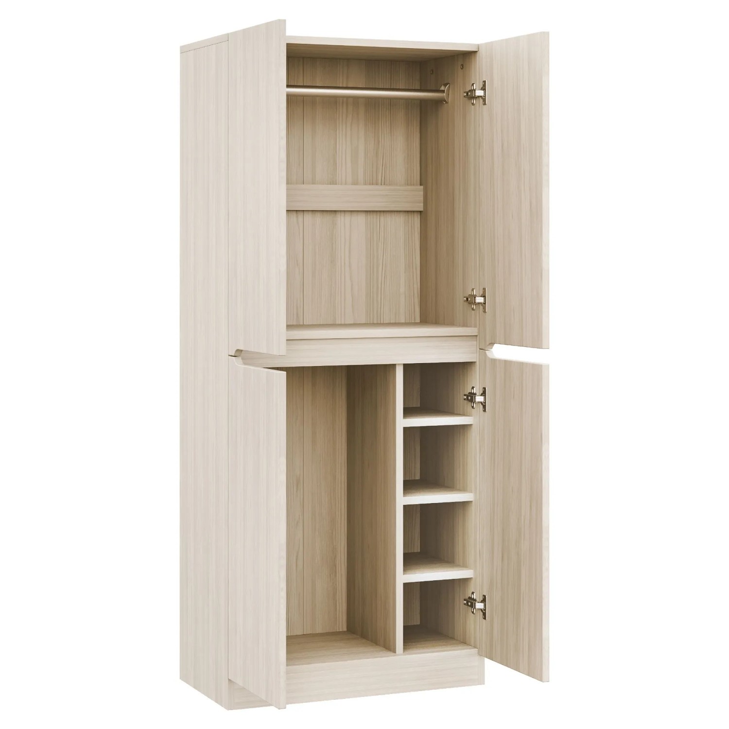 Okwish Kleiderschrank Mit Doppeltüren Staufach Schlafzimmer 70x170x40cm Natur
