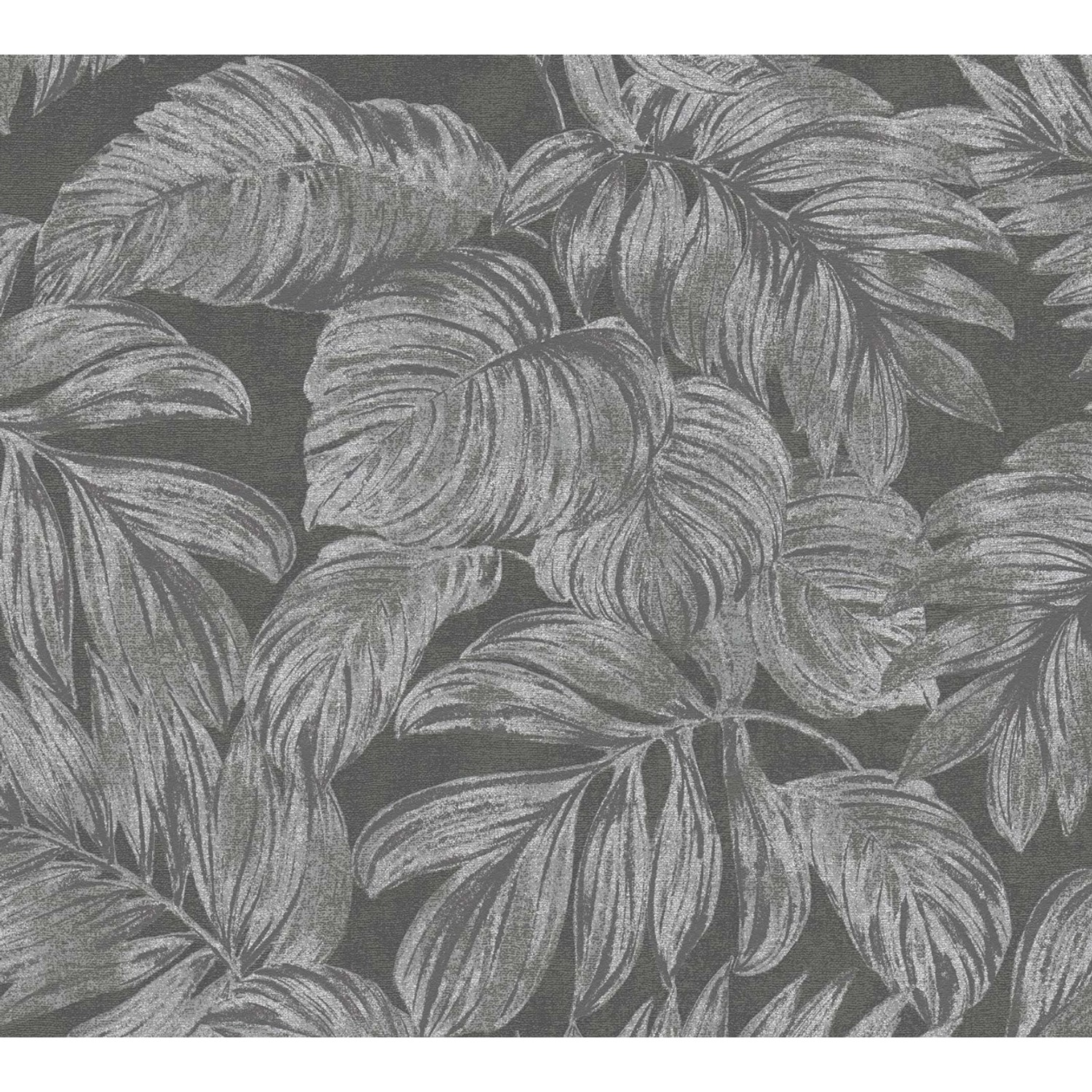 Bricoflor Tapete Grau Silber Schwarz Elegante Vliestapete mit Blättern im S günstig online kaufen