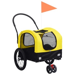 vidaXL 2-In-1 Fahrradanhänger für Hunde und Buggy Gelb und Schwarz 92439