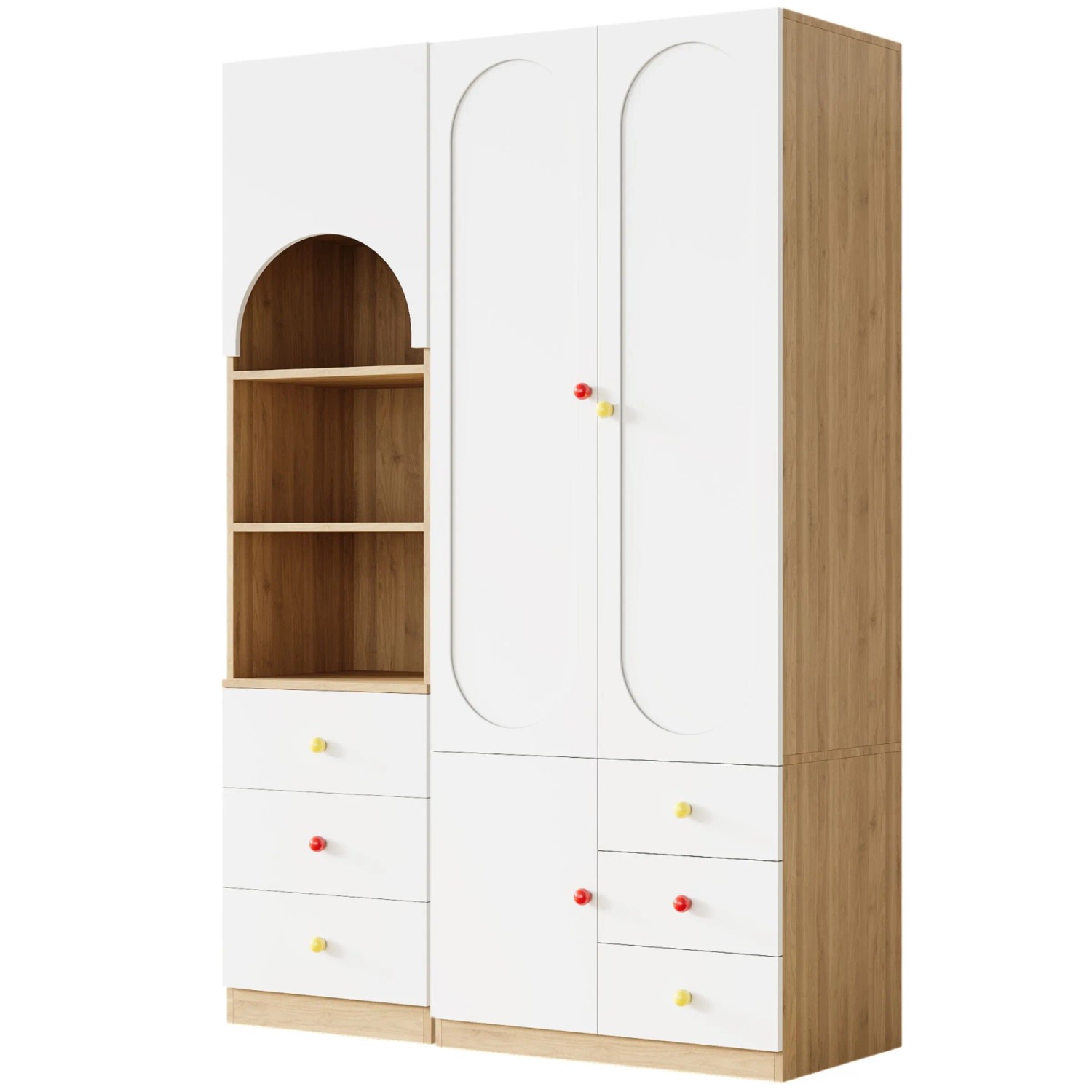 Merax Kleiderschrank 2 Türen Weiß Holzoptik Ablageregal Schlafzimmer