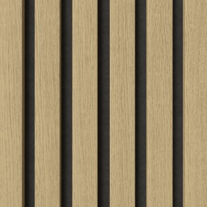 Akustikpaneel Eiche Hell mit schwarzem Filz, 32x240cm, 2er-Set. Schallabsorbierende Wandpaneele.