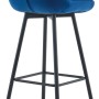 Blauer Samt Barhocker Dartford mit matt schwarzem Metallgestell. Moderner Hocker für Küche oder Bar.