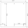 Skizze Doppelcarport Wendland Nussbaum 630x637cm mit Maßangaben für Pfosten und Abmessungen.