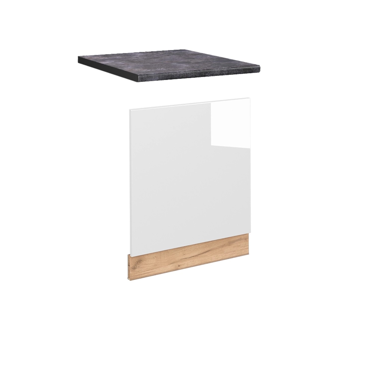 Thumbnail - Vicco Frontblende Fame-Line Weiß Hochglanz/Goldkraft Eiche 60 cm AP Anthrazit