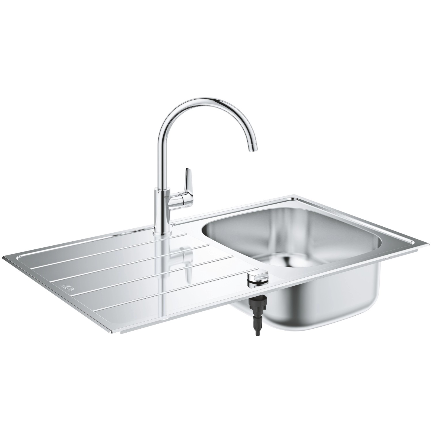 Grohe Set aus Einbauspüle und Küchenarmatur Edelstahl (Maße: 17.5cm | 86cm | 50cm)