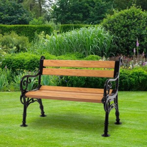 PROREGAL Gartenbank Curacao 2-Sitzer Holzoptik HxBxT 85x115x60cm Witterungs- & UV-beständiger Kunststoff Sitzbank