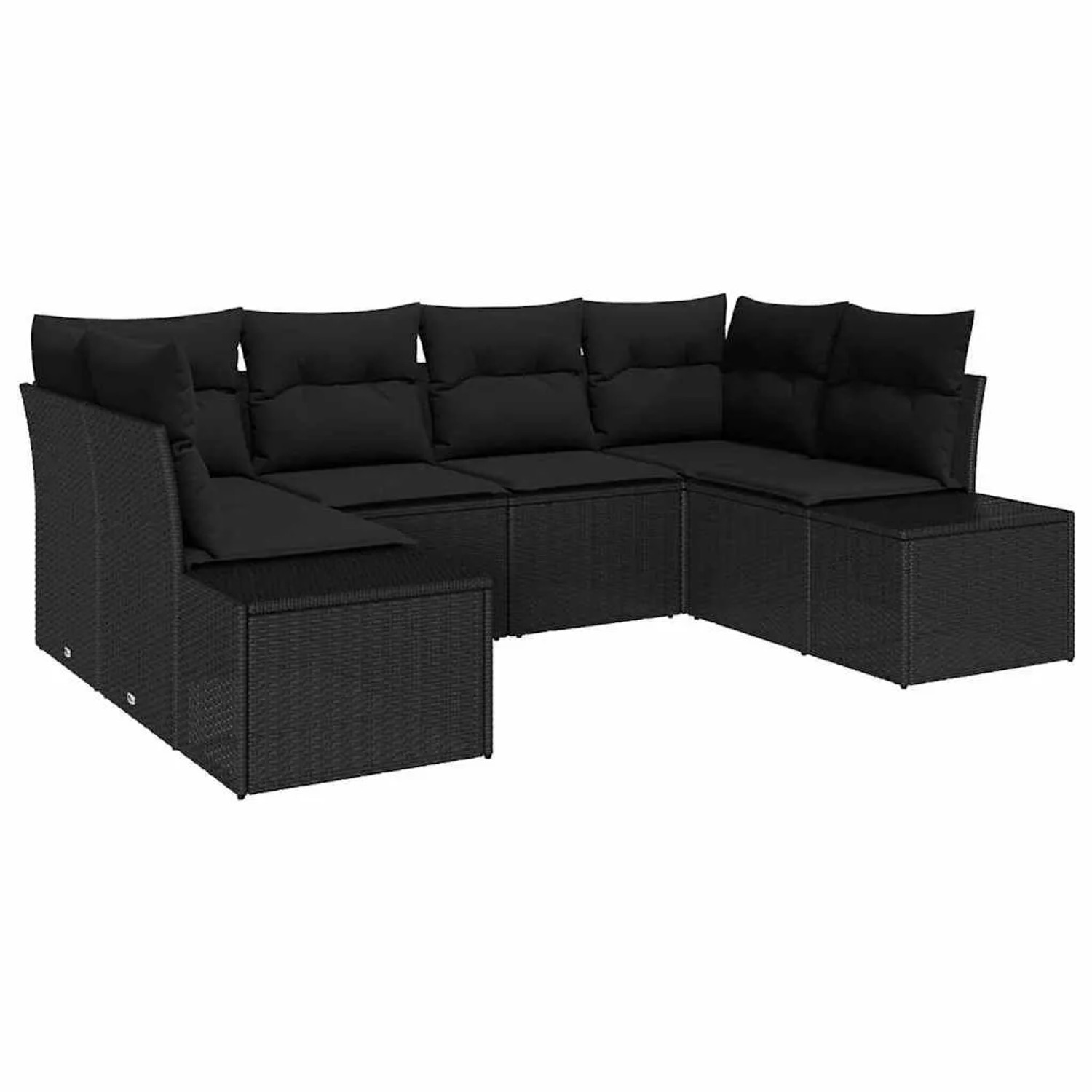 vidaXL Gartensofa-Set mit Speicher 6 Stk Schwarz Poly Rattan 3355872