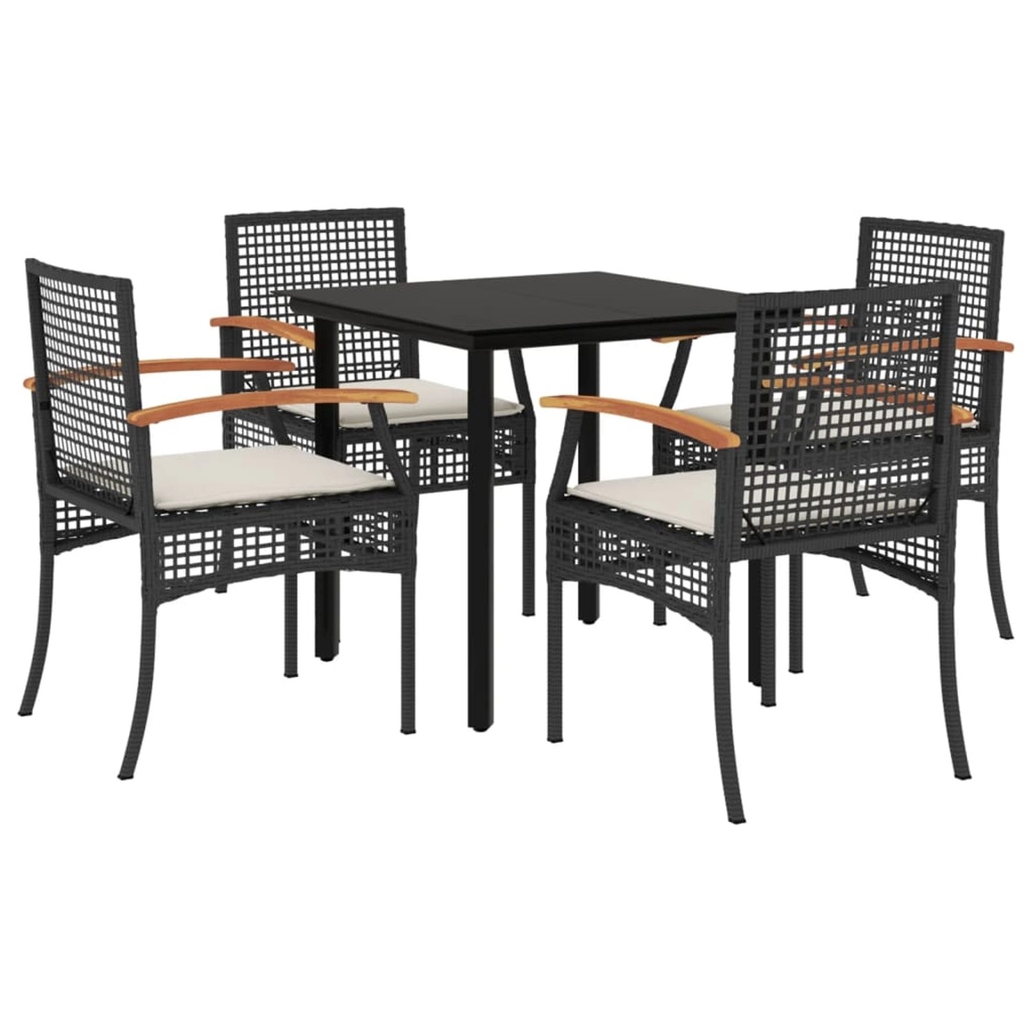 vidaXL 5-Tlg Garten-Essgruppe mit Kissen Schwarz Poly Rattan 3213604 günstig online kaufen