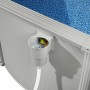Detailansicht: Bestway Hydrium Stahlwandpool mit Skimmer und blauem Innenmuster.