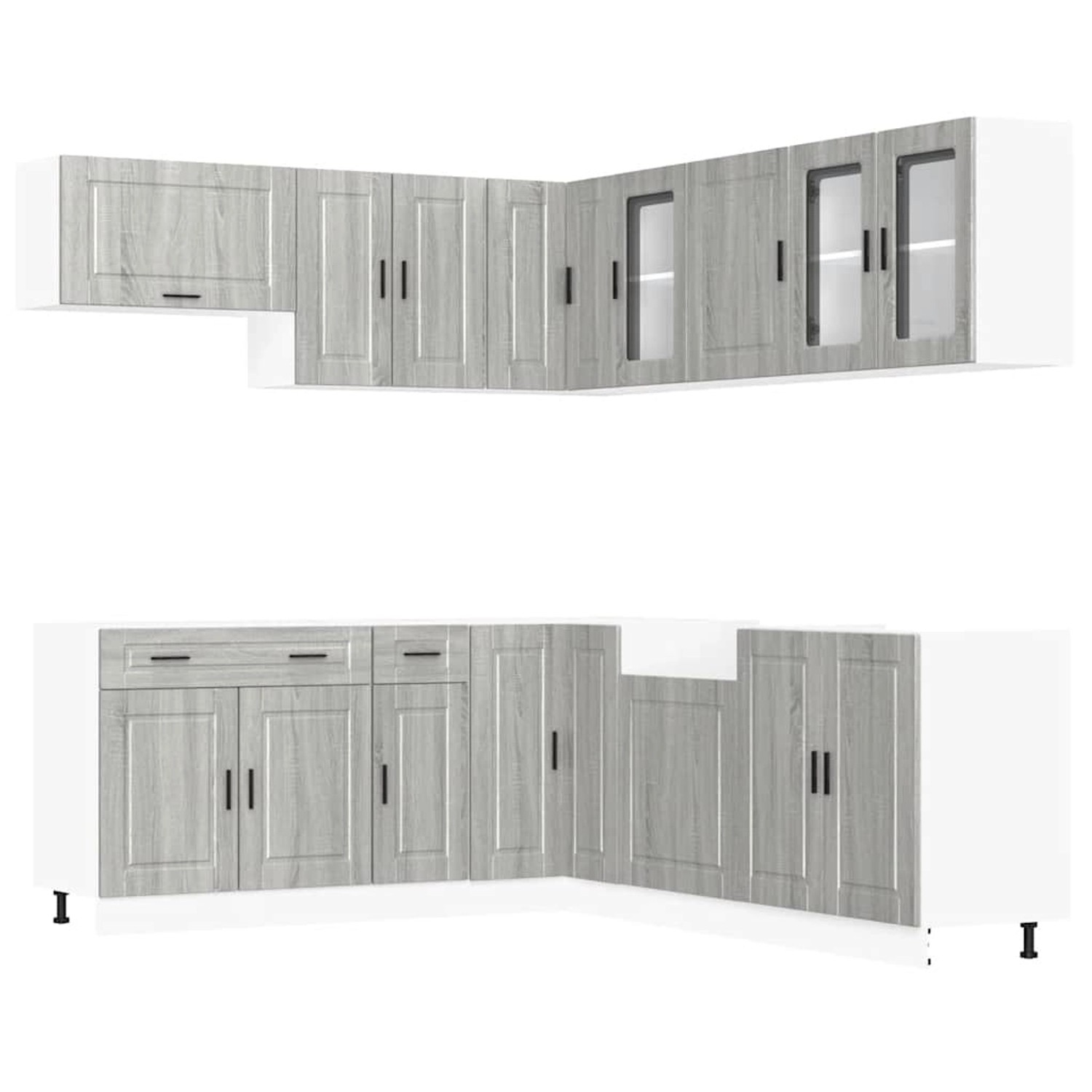 vidaXL 11-Tlg Küchenschrank-Set Porto Grau Sonoma Holzwerkstoff 3314937 günstig online kaufen
