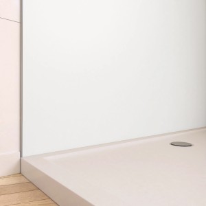 Aurlane Design-Duschwand in Satin Weiß, 120x210x0,3 cm, für die einfache Duschrenovierung.