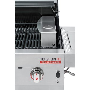 Char-Broil Räucherbox Made2Match aus Edelstahl auf einem Gasgrill.