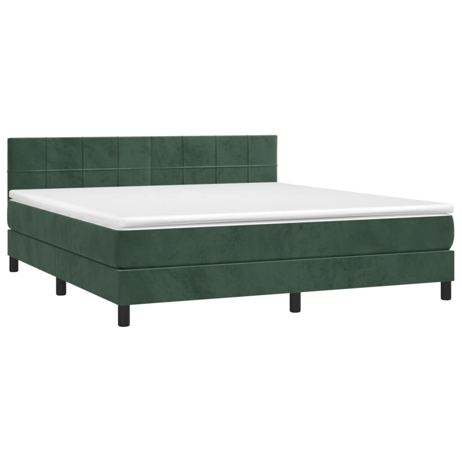 vidaXL Boxspringbett mit Matratze & LED Dunkelgrün 160x200 cm Samt 3134414 günstig online kaufen