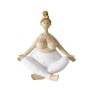 Beige-weiße Yoga Figur von Boltze Home, 22cm, aus Kunstharz, in Meditationspose.