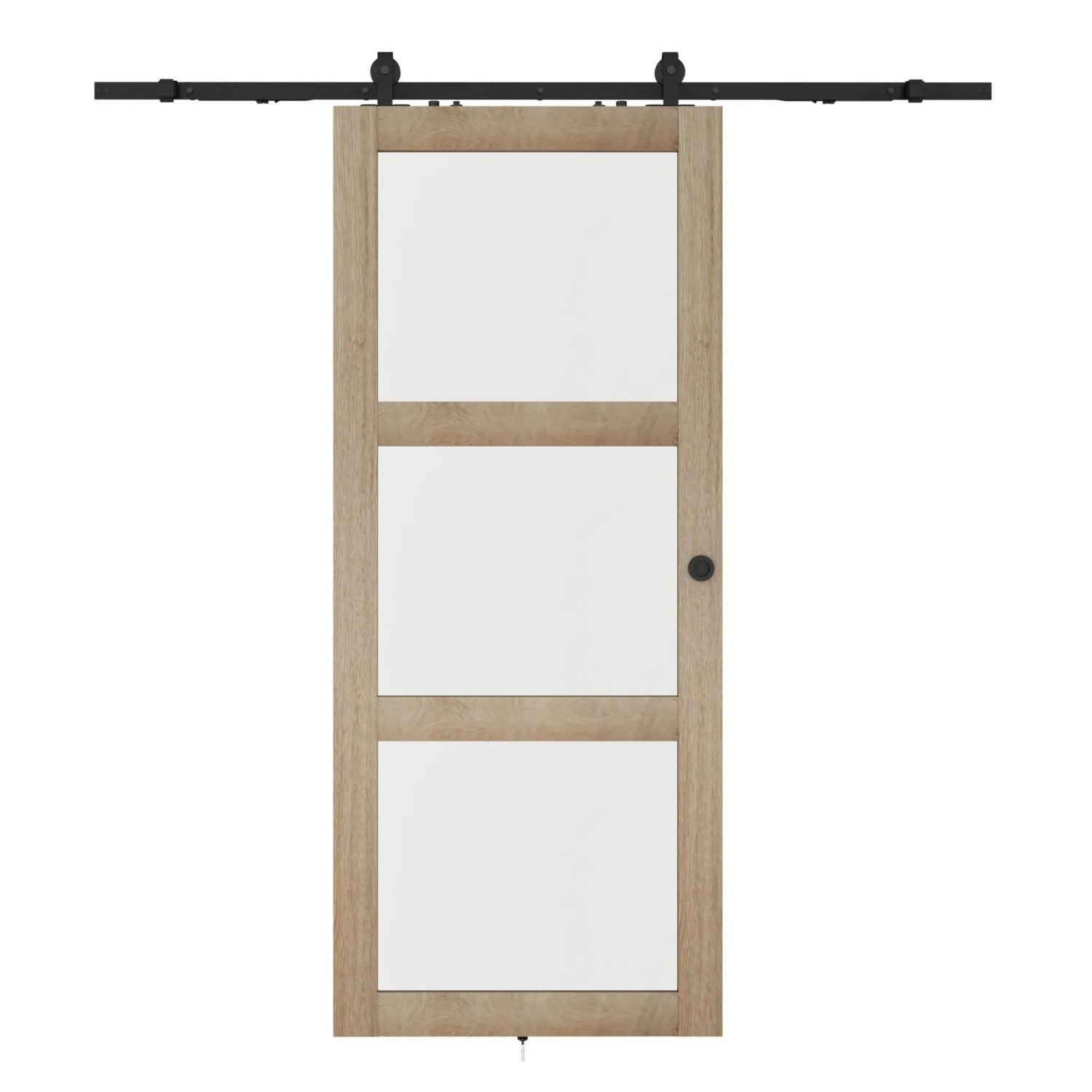 Inova Holzschiebetür Komplettset Landhausstil mit Glaseinsatz 900 x 2150 Eiche