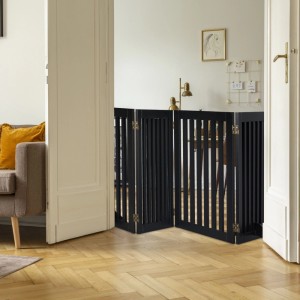 Relaxdays Absperrgitter MDF Schwarz 4-teilig Klappbar 92 cm x 206,5 cm x 8 cm 14,2 kg