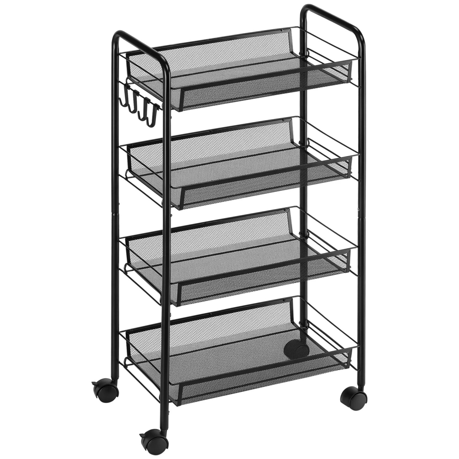 HOMCOM Servierwagen mit Haken Stahl Schwarz 45L x 26,5B x 84H cm