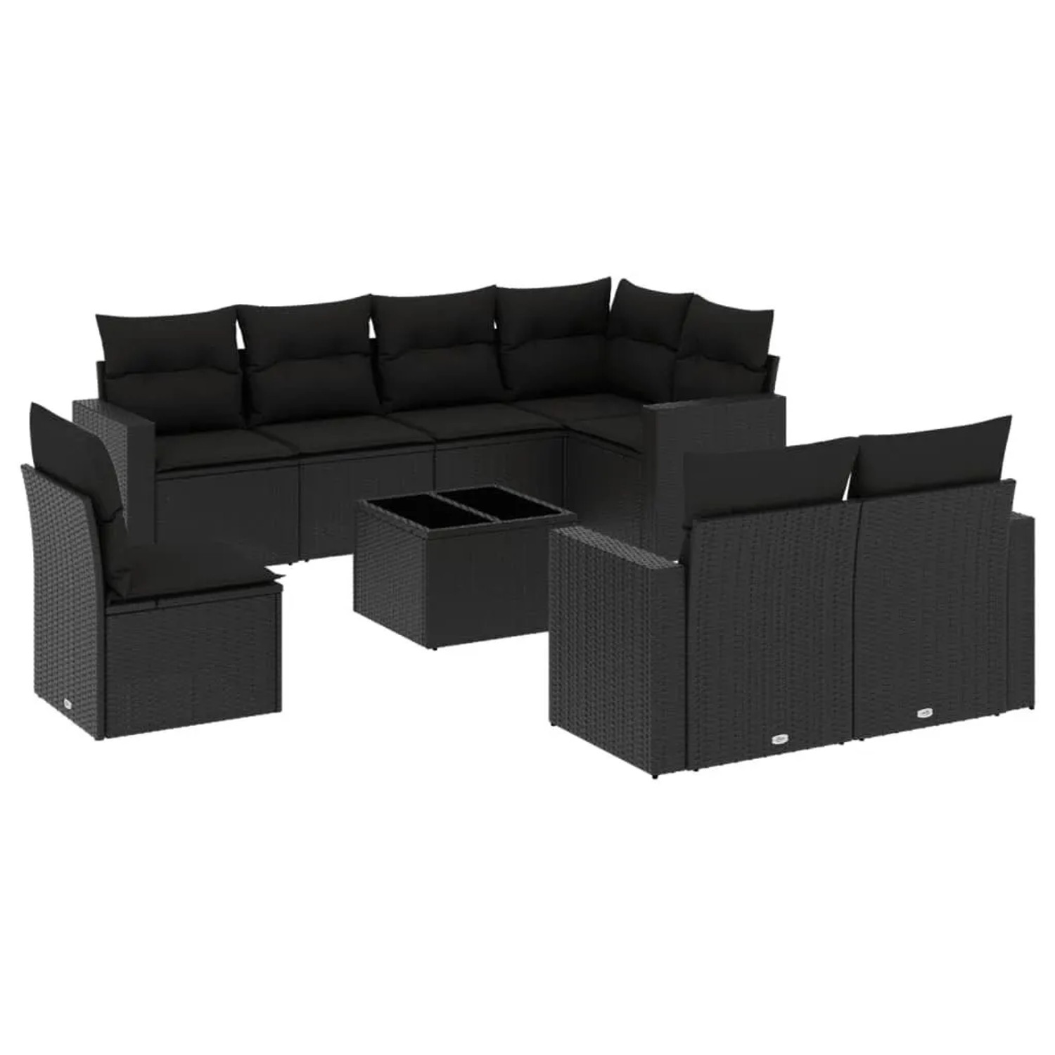 vidaXL 9-Tlg Garten-Sofagarnitur mit Kissen Schwarz Poly Rattan 3251582 günstig online kaufen