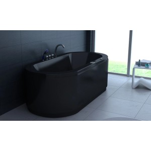 Schwarzer Jet-Line Whirlpool Villa Sofia Oval mit Heizung und Unterwasserbeleuchtung.