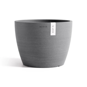Ecopots Pflanztopf Stockholm, grau, 23,2x17,6 cm. Schlichter, runder Blumentopf für Innen- und Außenbereich.
