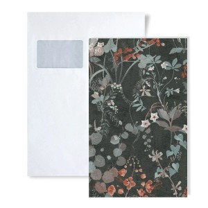 Musterstück einer floralen Tapete (Musterbogen DIN A4) der Marke PROFHOME.