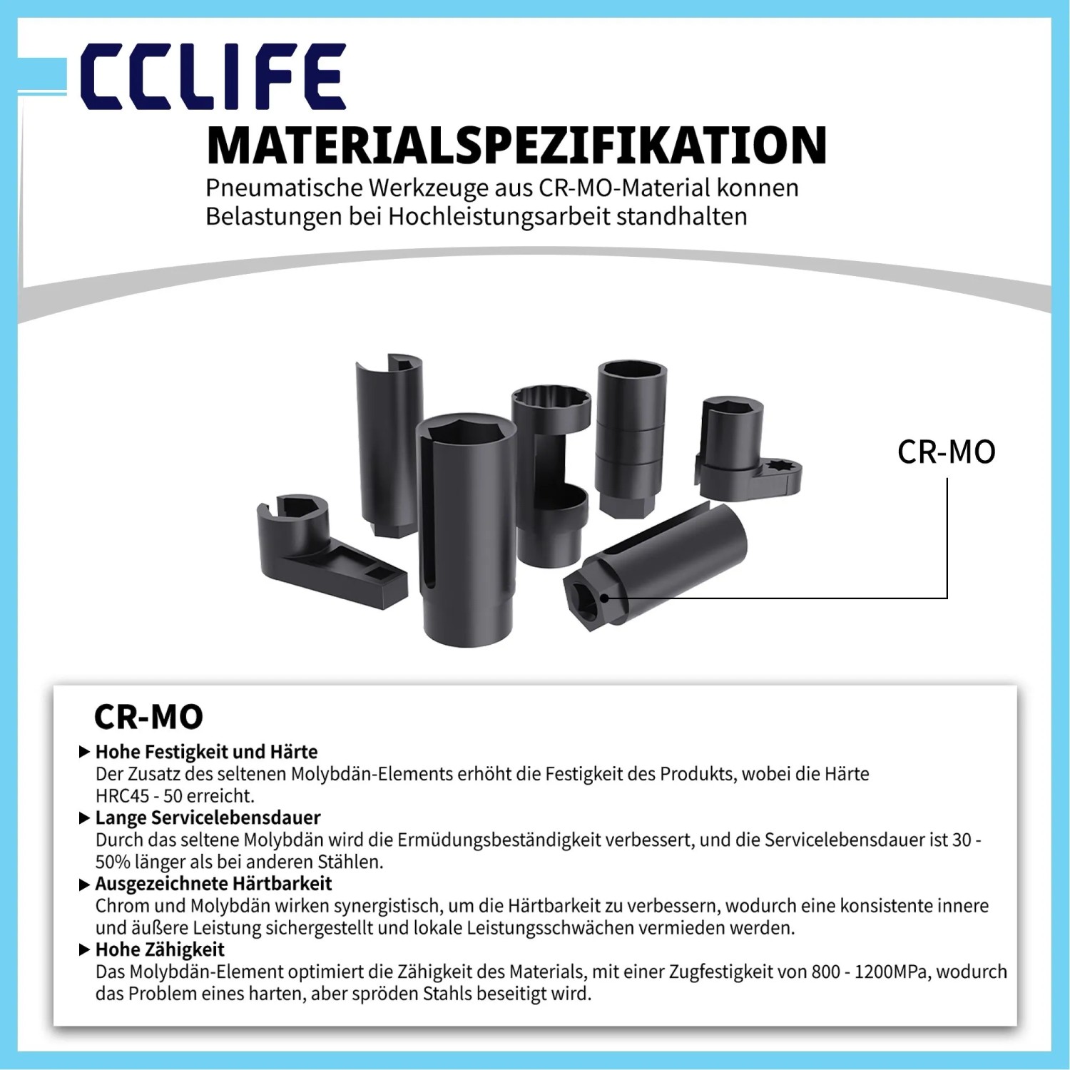 CCLIFE Lambdasonden Werkzeug Set: schwarze CR-MO Spezialnüsse (22, 27, 29 mm) für KFZ-Reparatur.