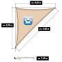 Technische Zeichnung AMANKA Sonnensegel Dreieck Beige 4,2x4,2x6m mit Seilen und Maßangaben.